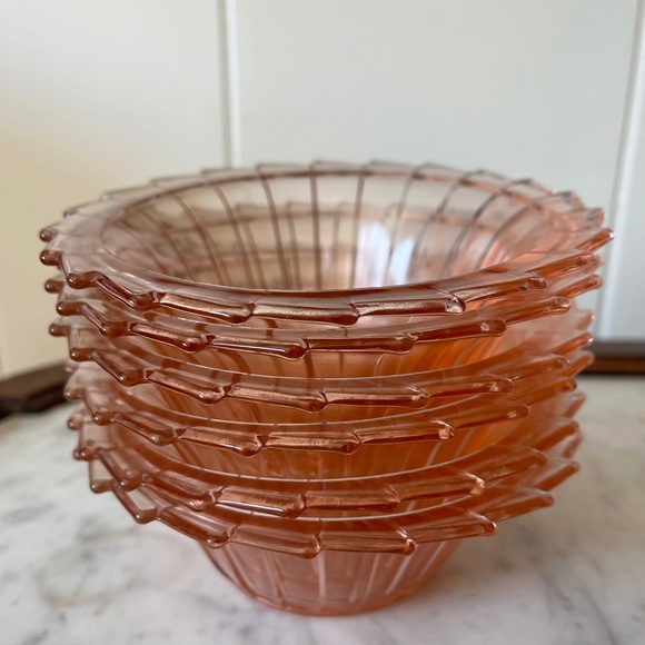 Fenton Pink Depression Glass Bowls - set of 6 - Picture 4 of 5